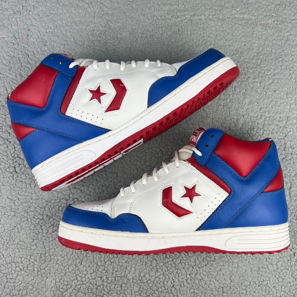 Converse Weapon High Mens 13 Shoes White Blue Red USA Olympic Vintage Sneakers 4 - Picture 10 of 12